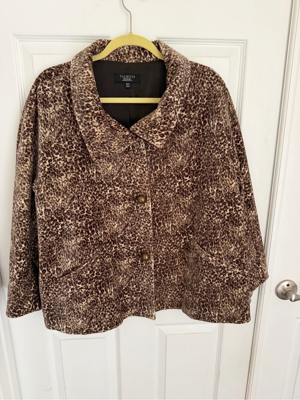 Talbots Brown Leopard-Print Pea Coat